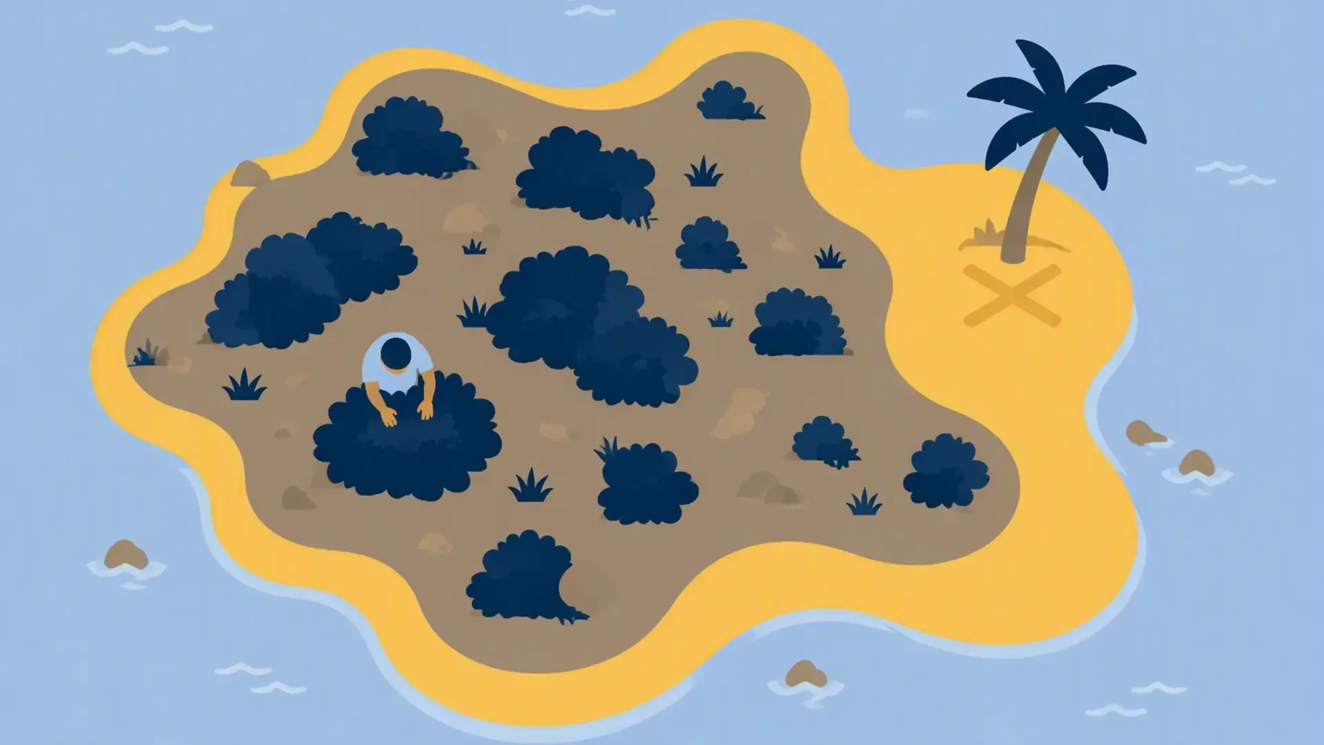 Cartoon style desert island from high level so 1920x1080