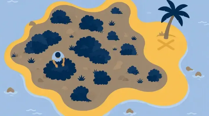 Cartoon style desert island from high level so 800x400